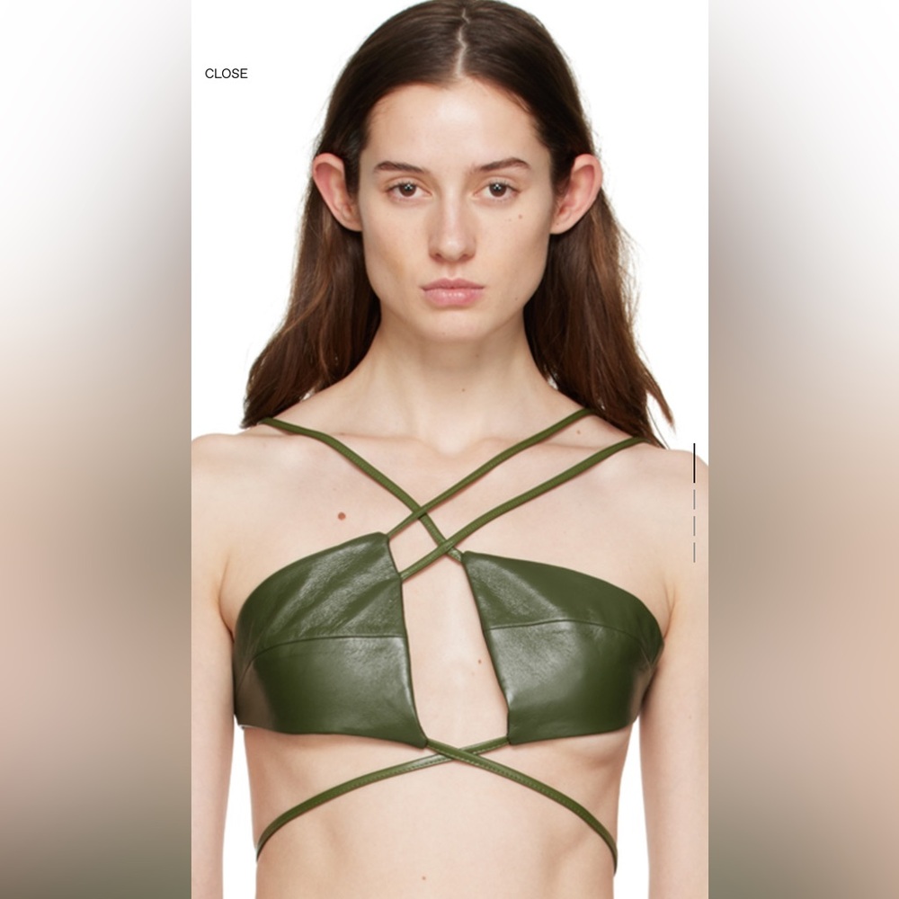 Aya Muse Green Montiva Faux Leather Bra